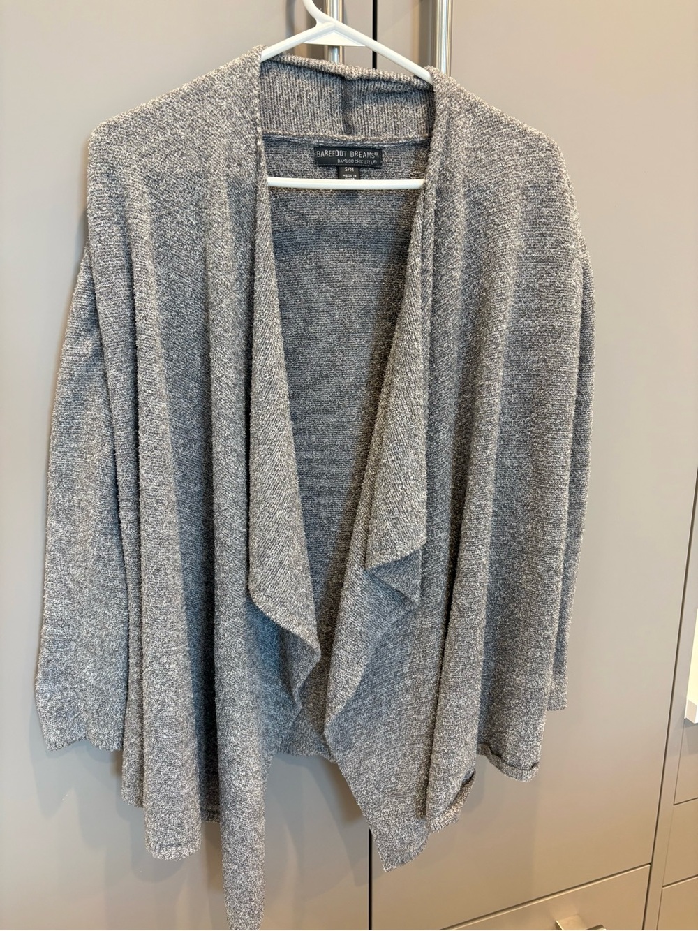 Barefoot Dreams Bamboo Chic Lite Gray Waterfall Cardigan S/M